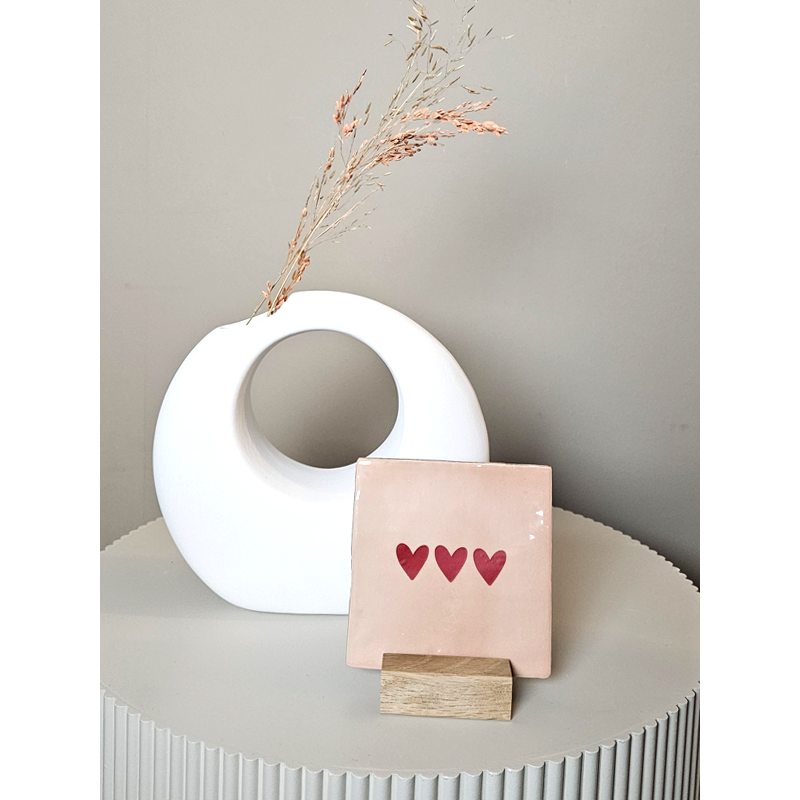 Tegeltje – 3 hartjes | Keramiek 10x10 cm