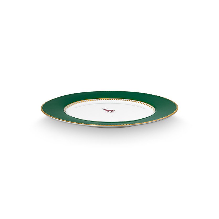 Plate Love Birds Deer Dark Green 21cm