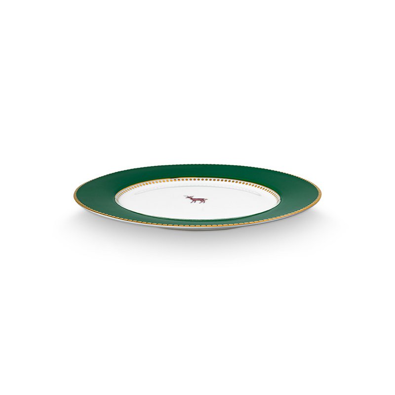 Plate Love Birds Deer Dark Green 21cm