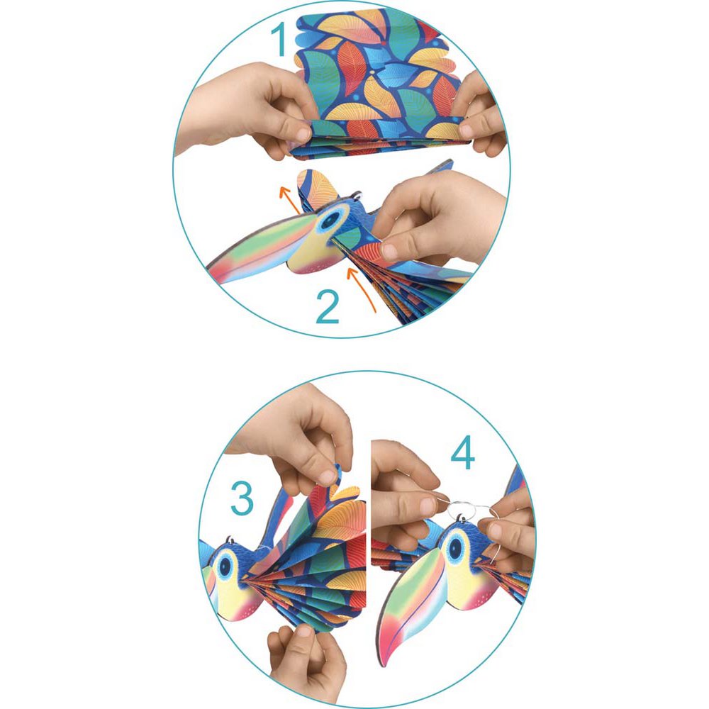 Easy creation, Folding fans "Exotic birds"