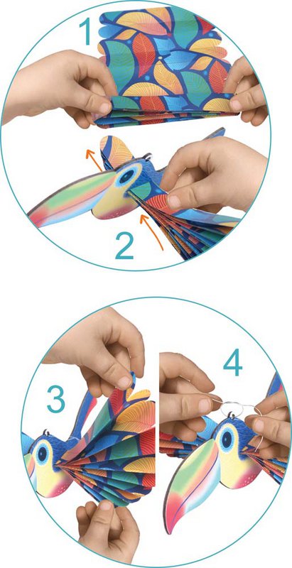 Easy creation, Folding fans "Exotic birds"