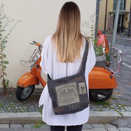 Sac hobo Sunsa. Sac pochette en coton tissé. Sac à bandoulière pour femme/fille avec poignée réglable. Grand sac en tissu léger avec fermeture zippée.