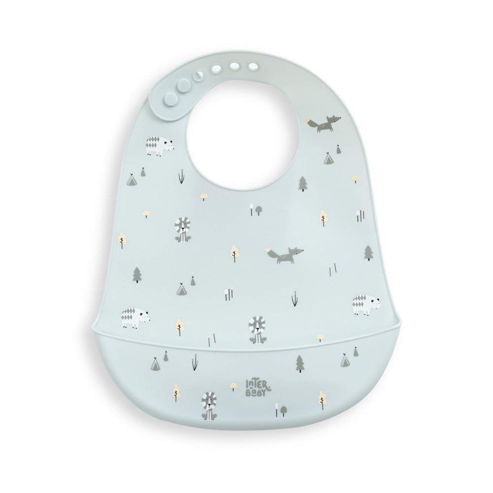 SILICONE BABY BIB - MOD. FOREST - BLUE