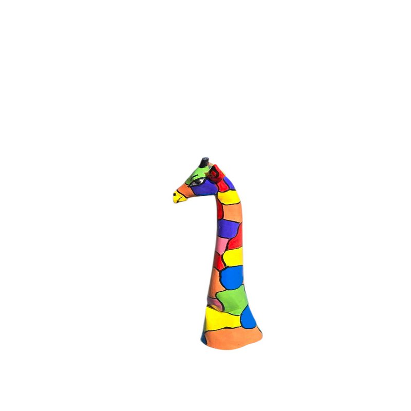 MEDIUM WOODEN GIRAFFE HEAD – COLORFUL