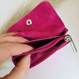Mini-Geldbörse in Metallic-Fuchsia