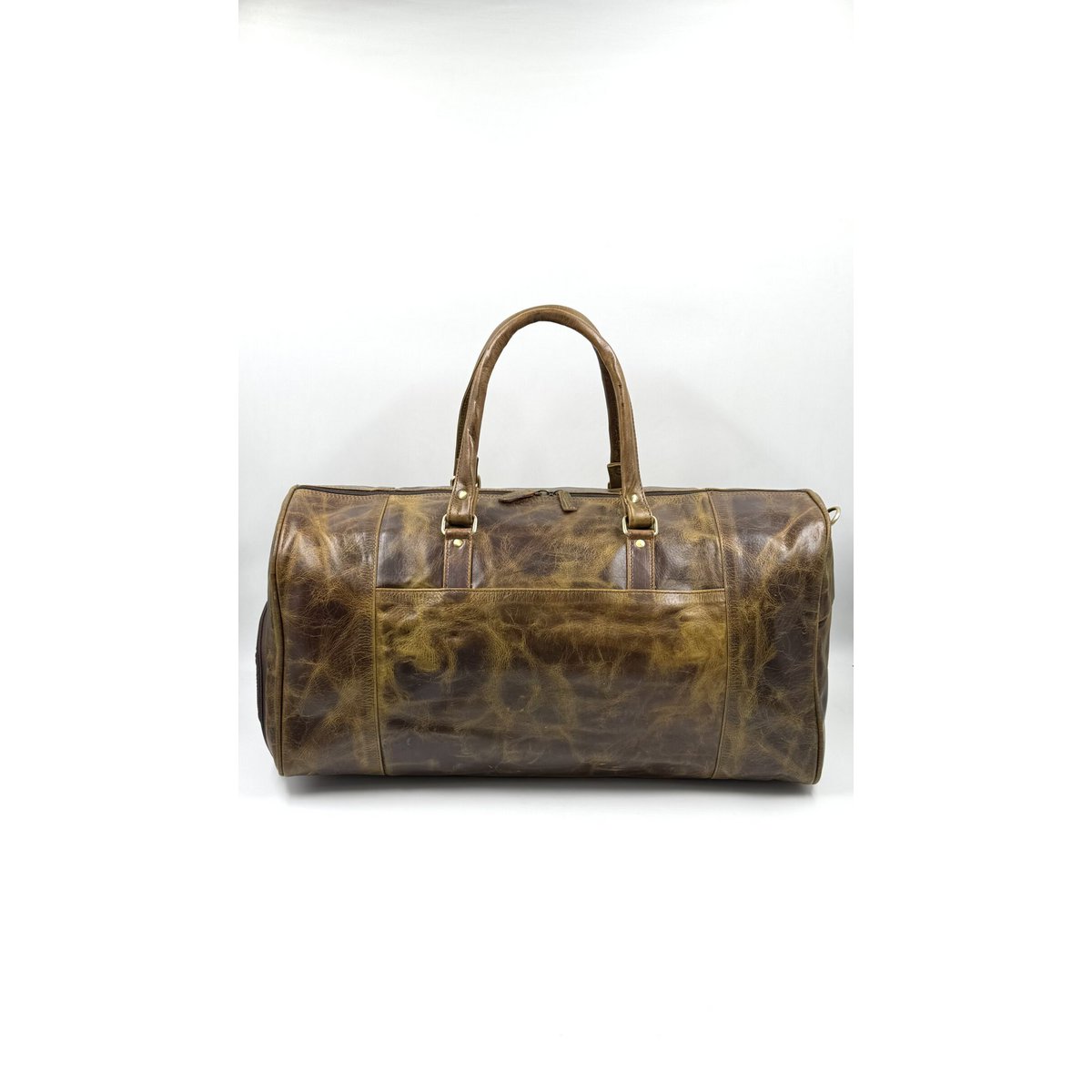Handmade Dark Olive Moroccan Leather Travel Bag – Artisan 6-Pocket "Deep Forest" Duffle with Dedicated Shoe Compartment