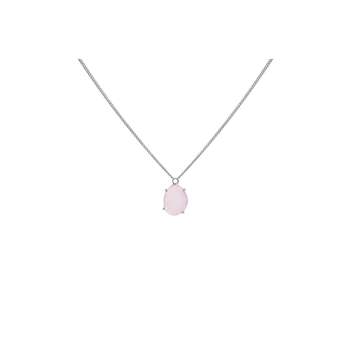 Collier en argent avec pierre rose | Rose poudré