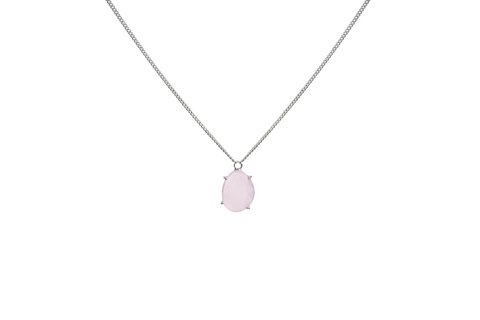 Silver necklace with pink stone | Powder pink