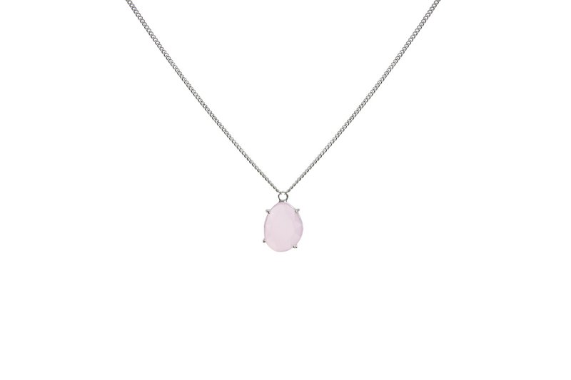 Collier en argent avec pierre rose | Rose poudré
