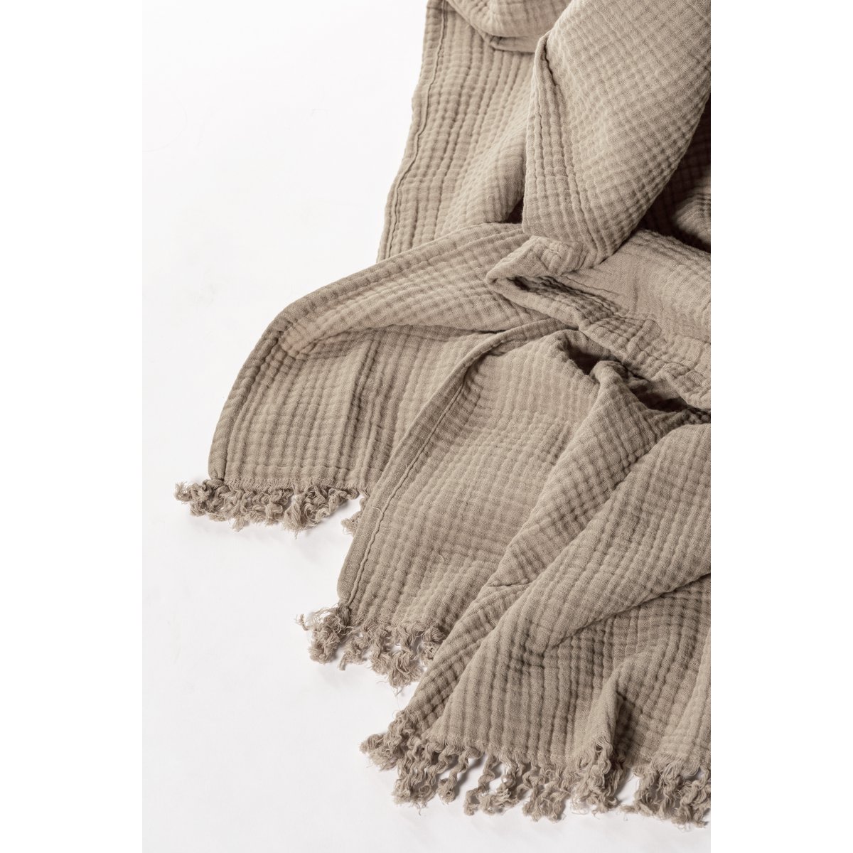 Plaid coton SUZETTE 130x160cm, taupe