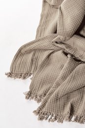 Plaid coton SUZETTE 130x160cm, taupe