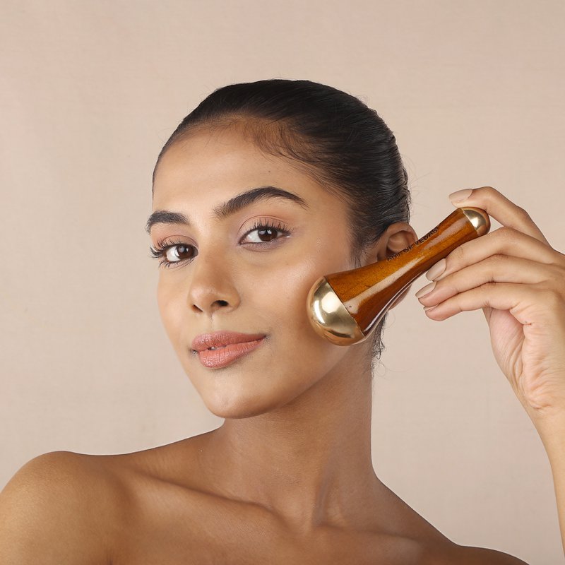 Bacchetta Ayurvedica Kansa Doppia Cupola | Strumento per massaggio facciale per il ringiovanimento della pelle e la cura della zona sotto gli occhi