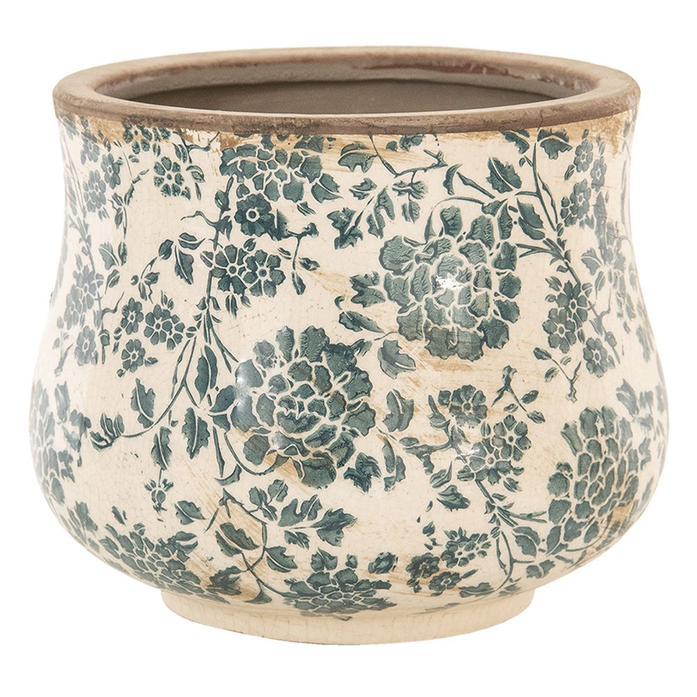 Bloempot Ø 18x15 cm Beige Groen Keramiek Bloemen Bloempot Binnen