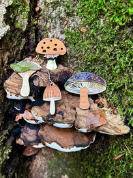 Funghi eco earrings Toadstool & cap