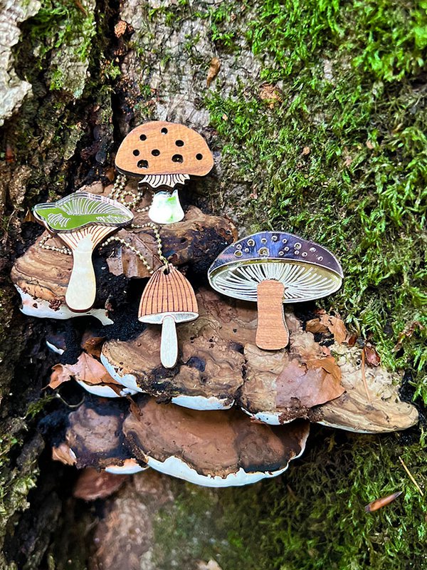 Funghi eco earrings Toadstool & cap