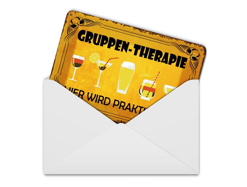 Tin postcard cocktail 10x14 cm group therapy This is practiced sign