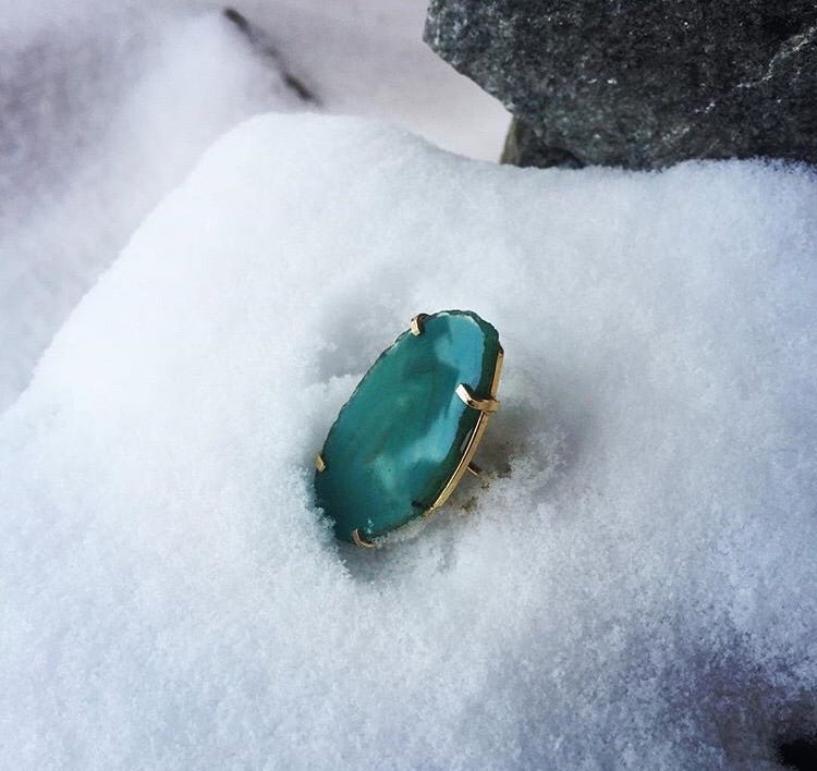 Ring Saudade Grøn agat