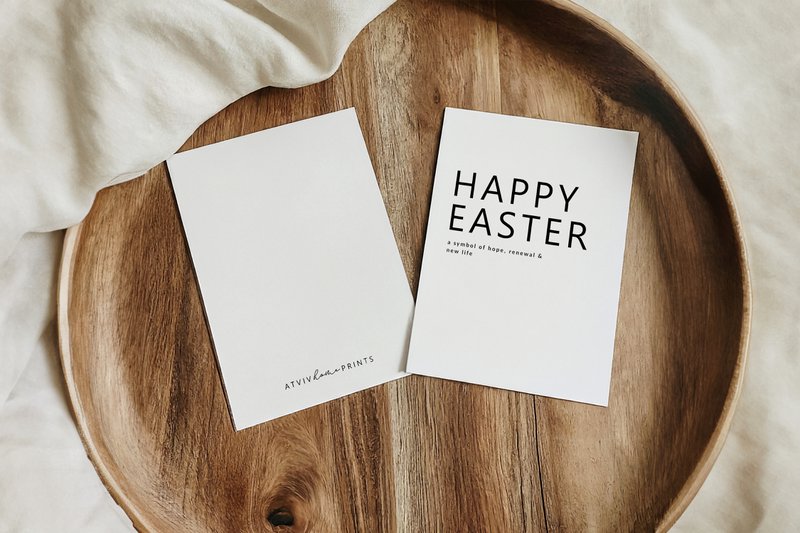 Easter card - Happy Easter - Minimalist Easter card, Black and white Easter card, A6 card