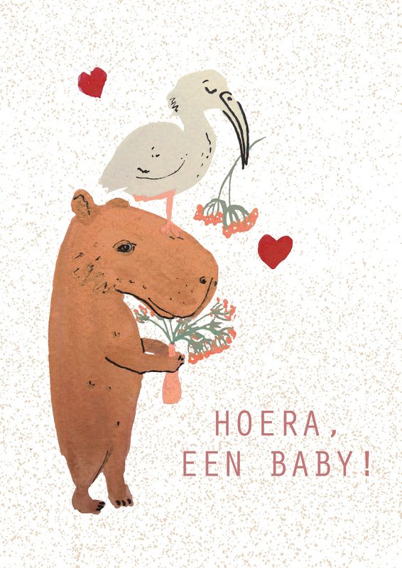 Capybara Baby / Birth Postcard NL (eco friendly)