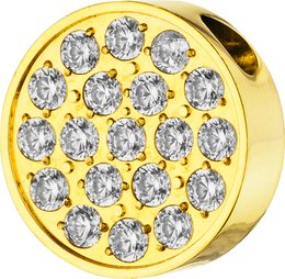 PURE - Colgante redondo con circonitas engastadas de acero inoxidable - oro