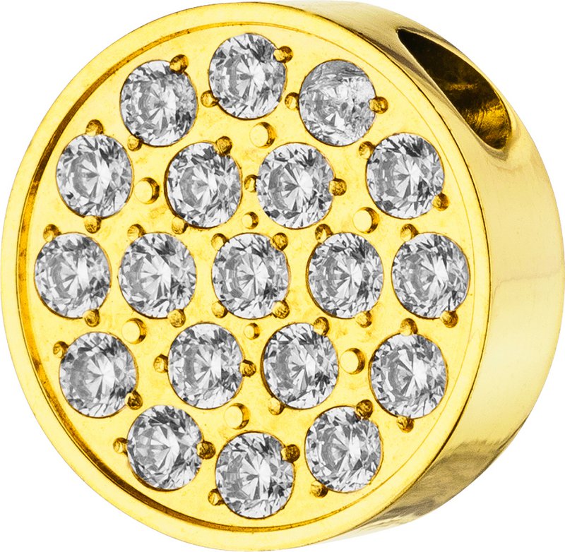 PURE - Colgante redondo con circonitas engastadas de acero inoxidable - oro