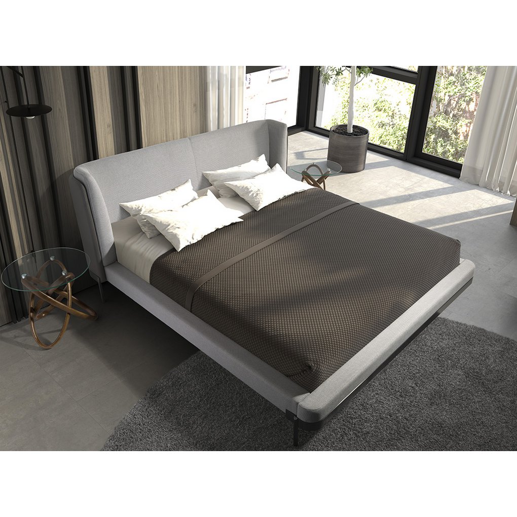 Lichtgrijs stoffen bed 7156