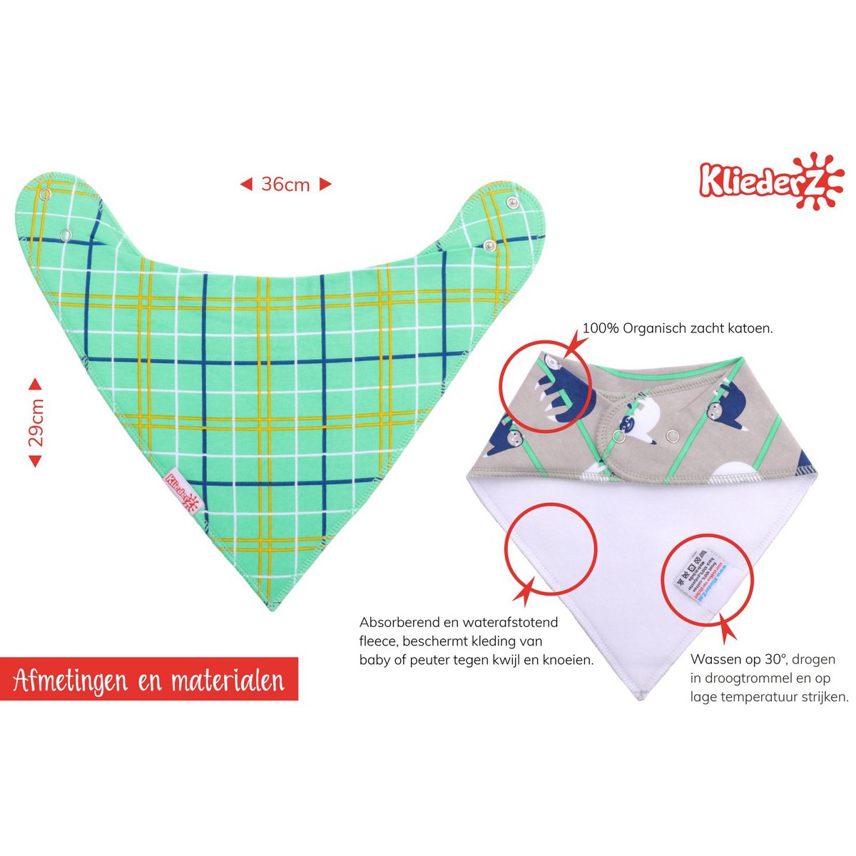 Spiczasty śliniaczek Tartan Green - śliniaczek niemowlęcy