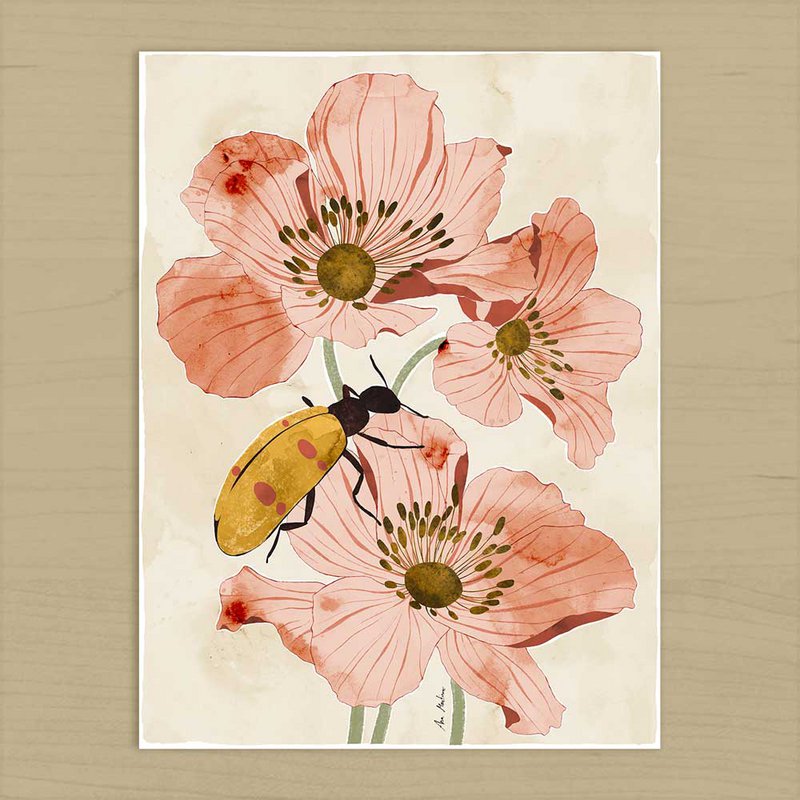 Flowers and Insects Art Print