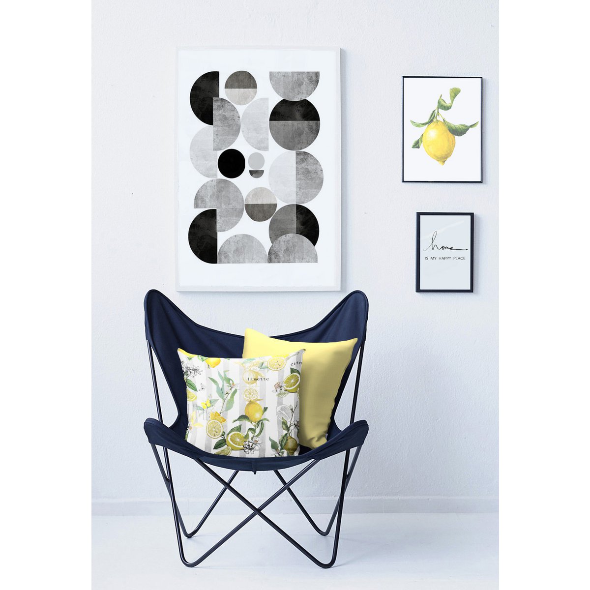 7303 cojín gris/blanco/amarillo/verde - 39X39