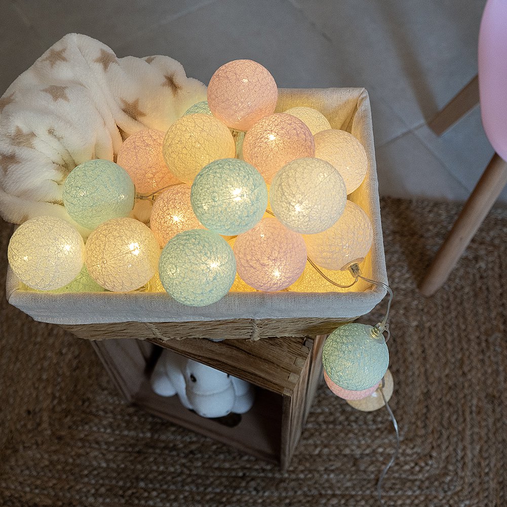 Licorne Classique Guirlande lumineuse boules coton LED USB