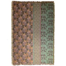 NIN-NIT | Couverture Nouveau Naturel | plaid | couverture tissée | couvre-lit | 100% coton tissé | Imprimé fleurs, feuilles et nature | beige | blanc | sable | vert | bleu | multicolore | 220x160cm
