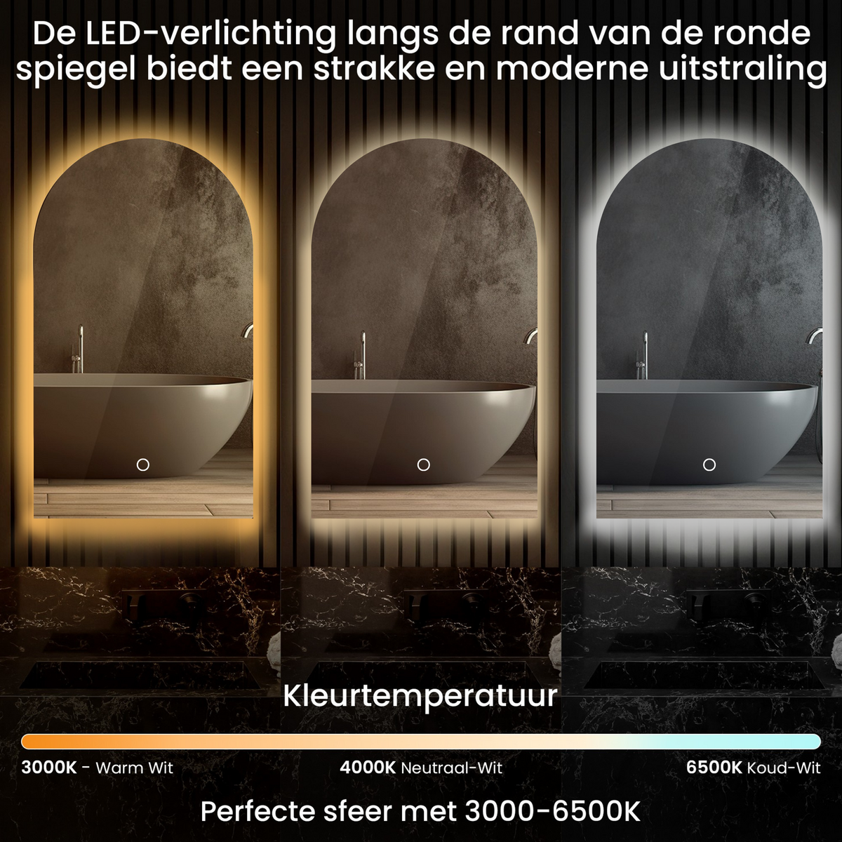 LED badeværelsesspejl Lumoire Serenity 45x100 cm