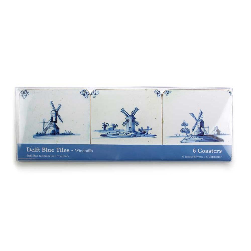 Coasters , Delft Blue Tiles - Windmills