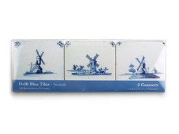 Sottobicchieri, piastrelle blu di Delft - mulini a vento