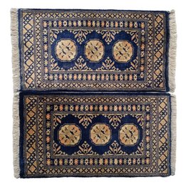 Bokhara handgeknüpfte blaue Zodiac-Wollmatte