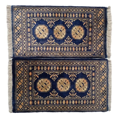 Bokhara handgeknüpfte blaue Zodiac-Wollmatte