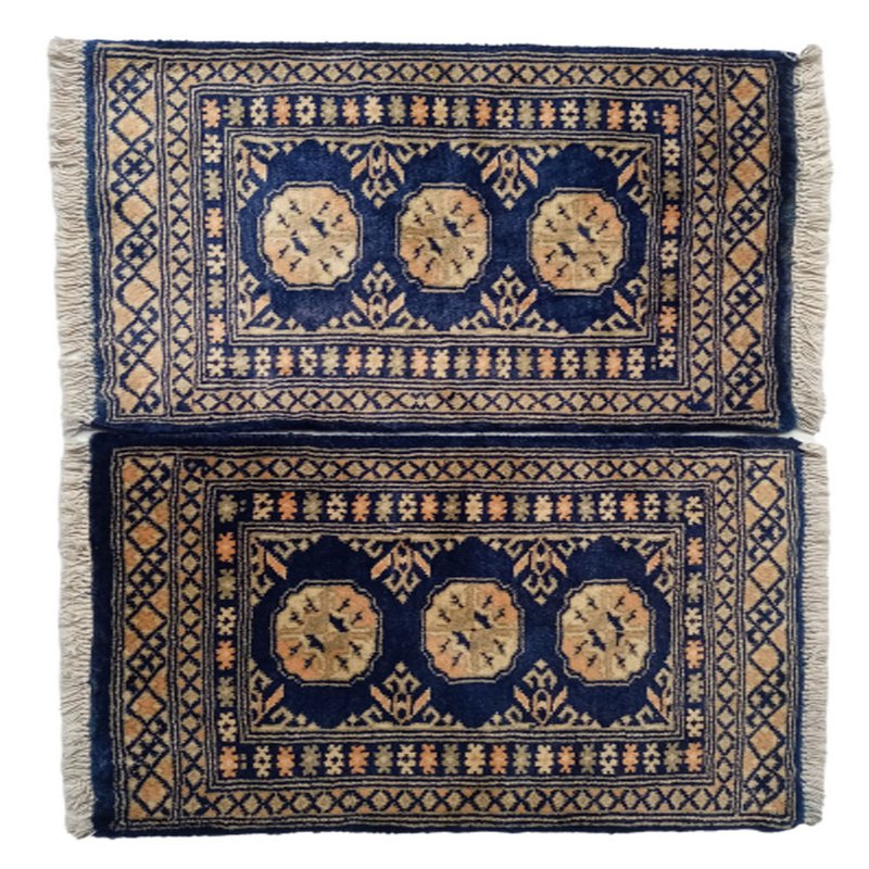 Bokhara handgeknüpfte blaue Zodiac-Wollmatte