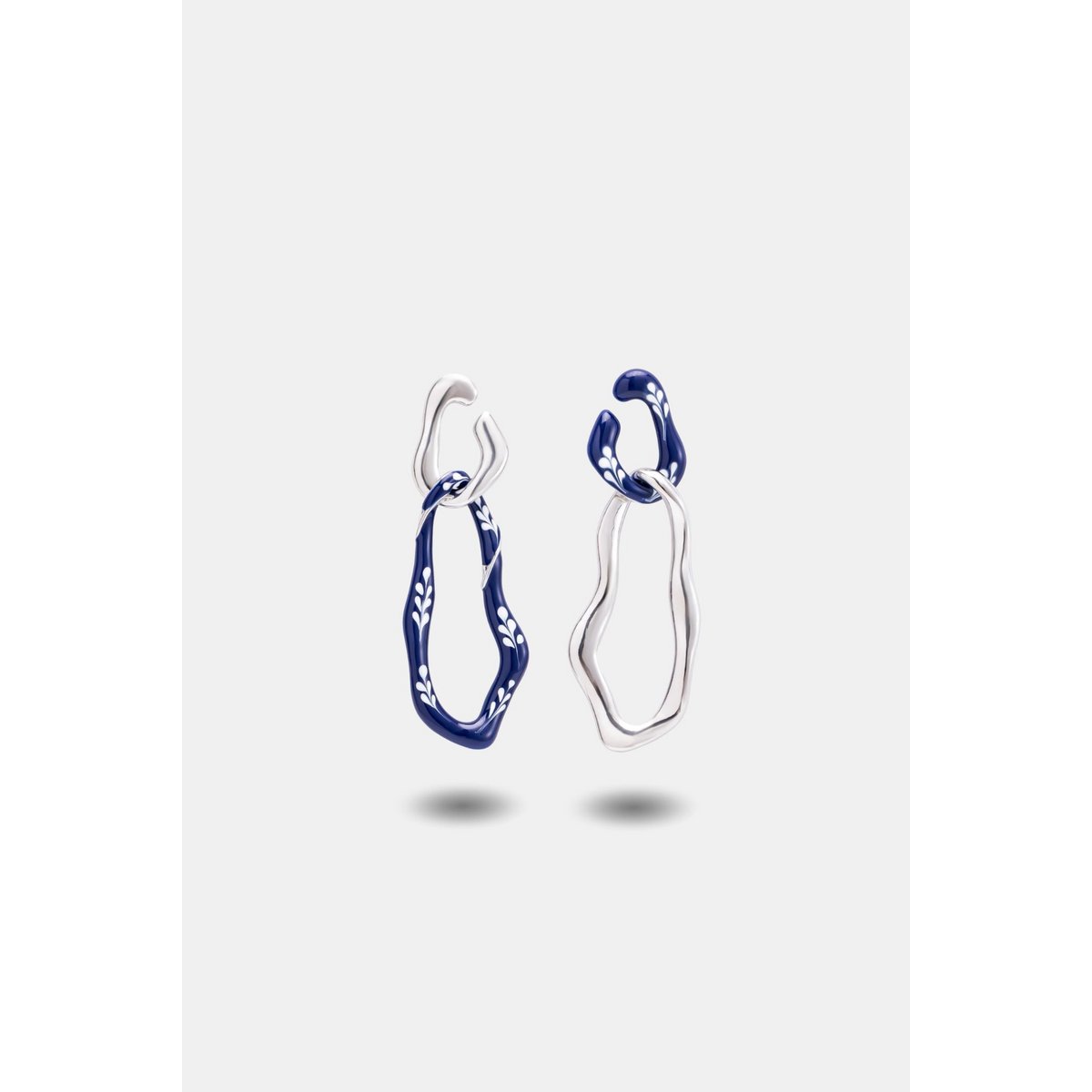 Varia Enamel 2-in-1 Earrings — Blue & Silver