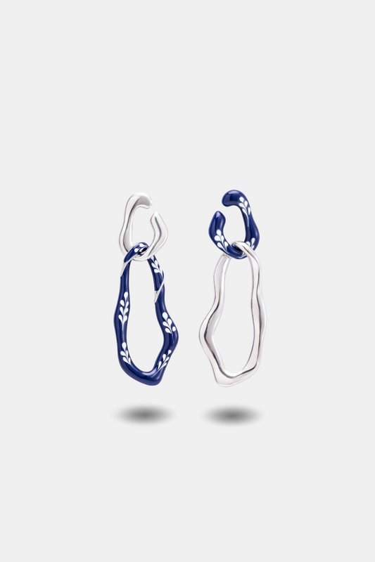 Varia Enamel 2-in-1 Earrings — Blue & Silver