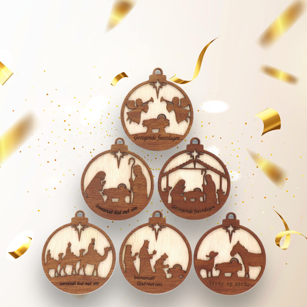 Christmas pendant / Christmas ornaments style6 - Set of 6