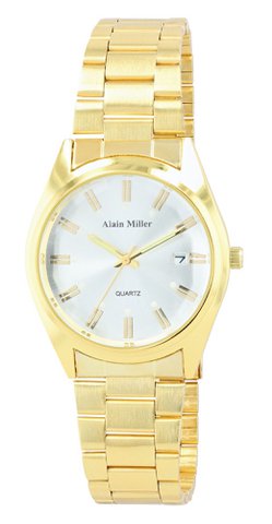 Alain Miller Unisexuhr mit Metallband, Ø 36,5 mm, goldfarben/ silberfarben