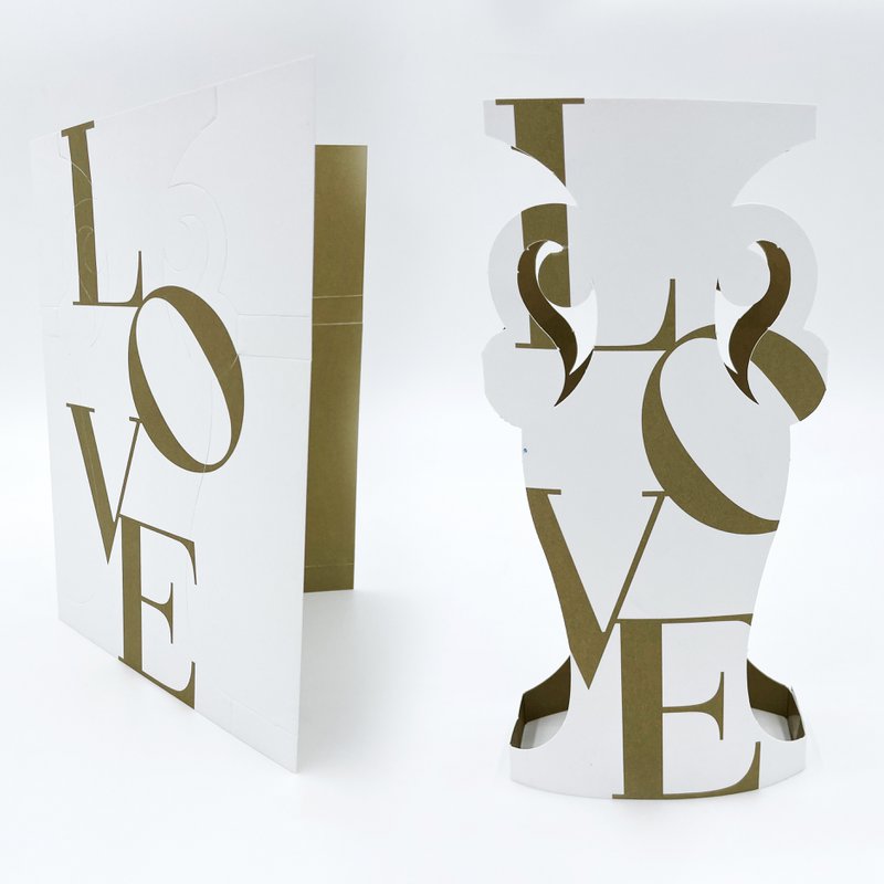 A5-Karte "LOVE" - Papiervase + Umschlag
