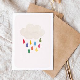 Foldekort "Farverig Wolke"