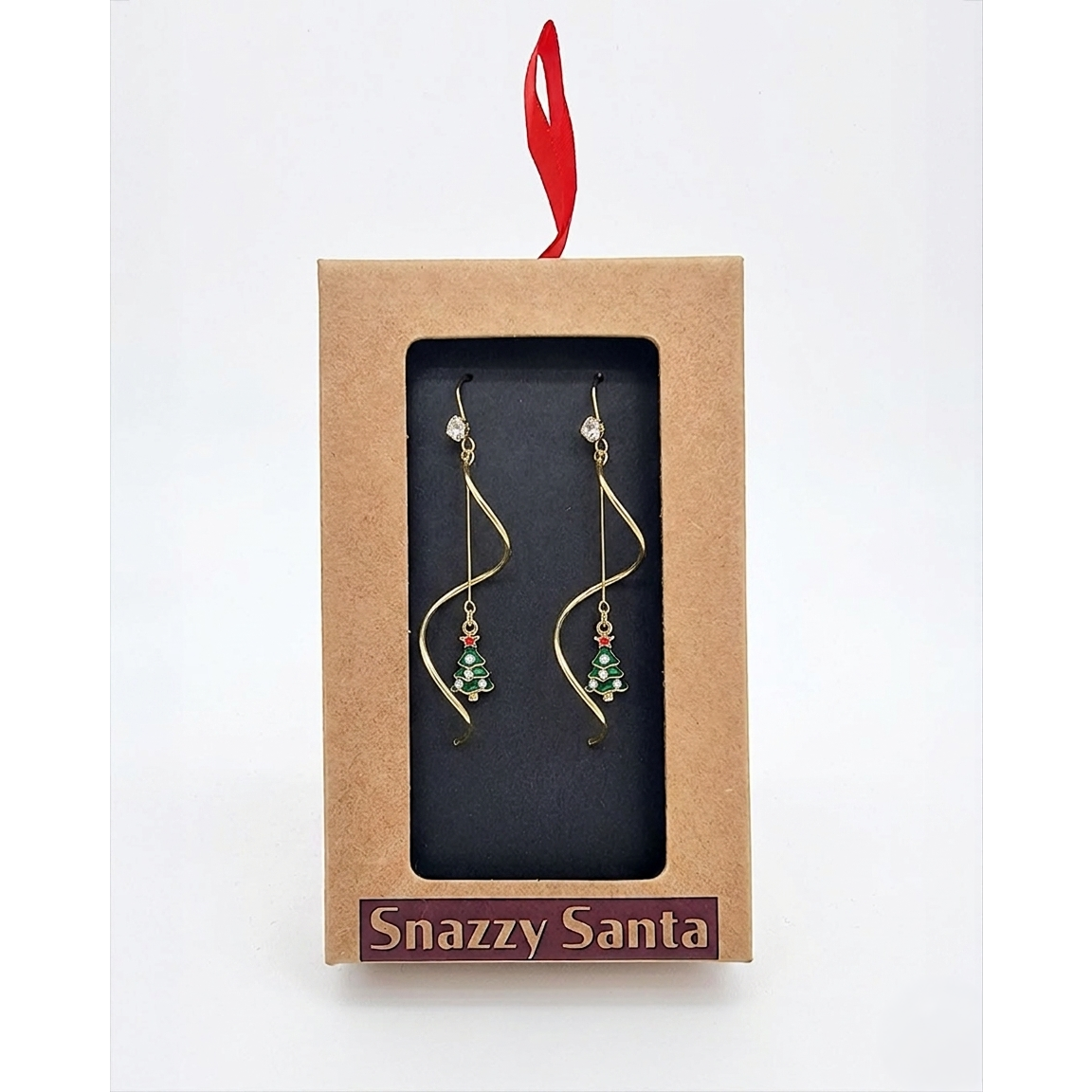 Earrings - Swirl with xmas tree