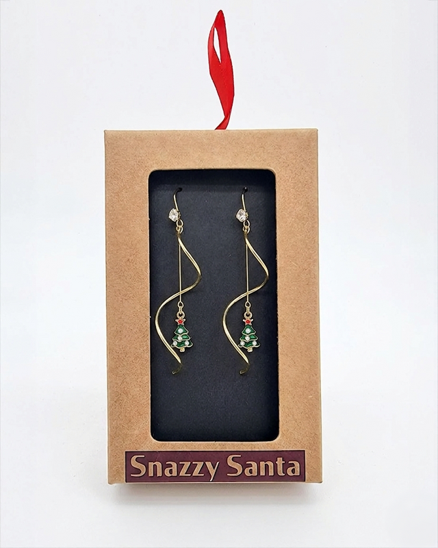 Earrings - Swirl with xmas tree