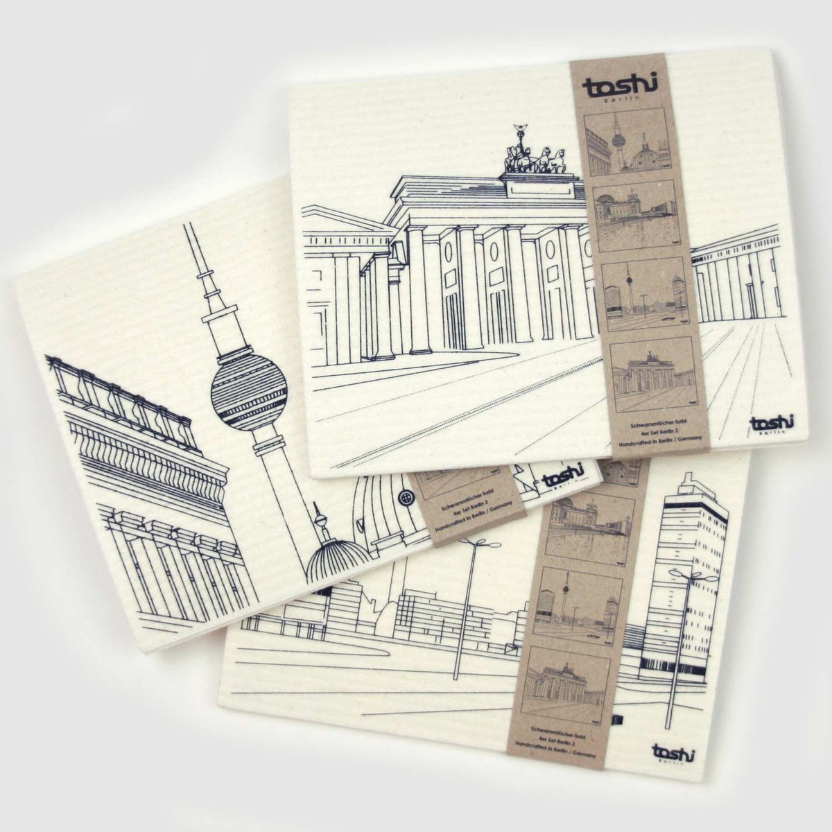 Set of 4 sponge cloths furbi: "Berlin 2"