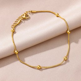 Ankelkæder til kvinder Sommer Strandtilbehør Rustfrit stål imiteret perlekæde Ankelkæde Guldfarve Ben Armbånd Bodychain Gaver