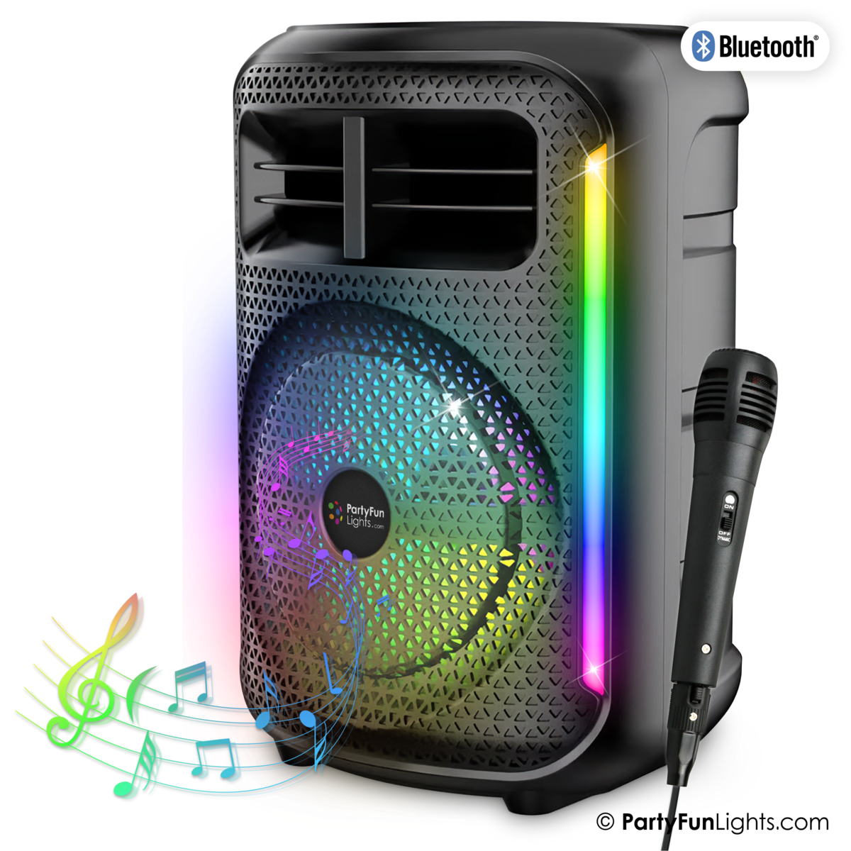 Karaoke Set Party altavoz con micrófono negro - Descubre la iluminación