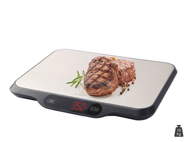 Professional kitchen scales up to 15 kg with stainless steel surface