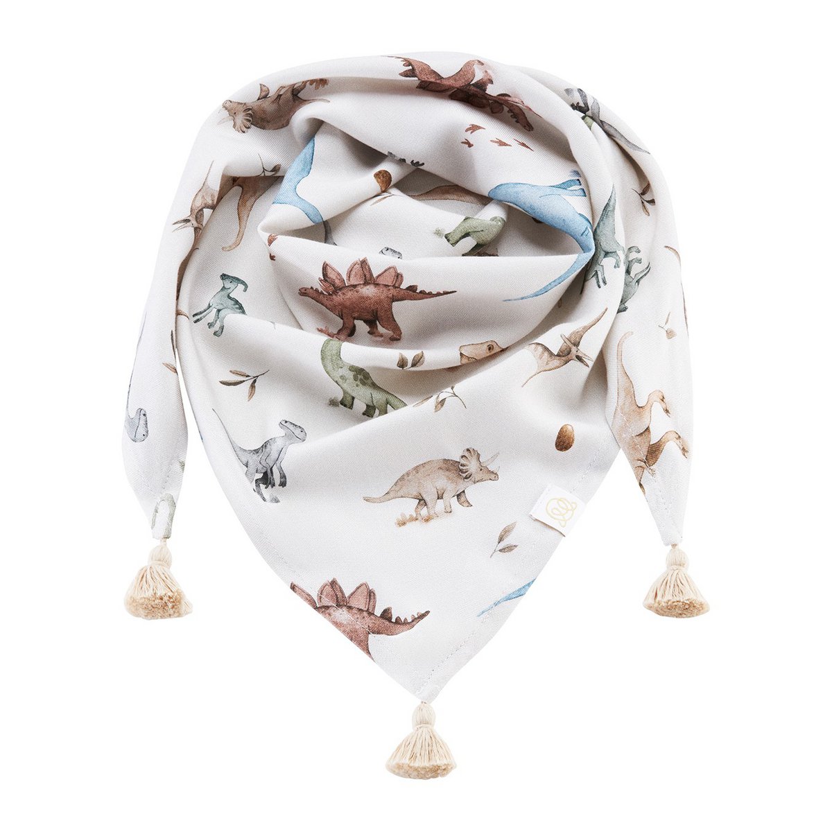 Bamboe sjaal met kwastjes - dino - beige